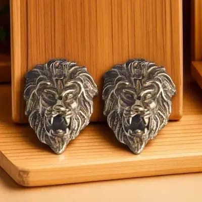 2Pcs Lion Head Brass Buttons Style Heavy Duty DIY Fastener for Clothing Craft Pants Jeans Bag Hat