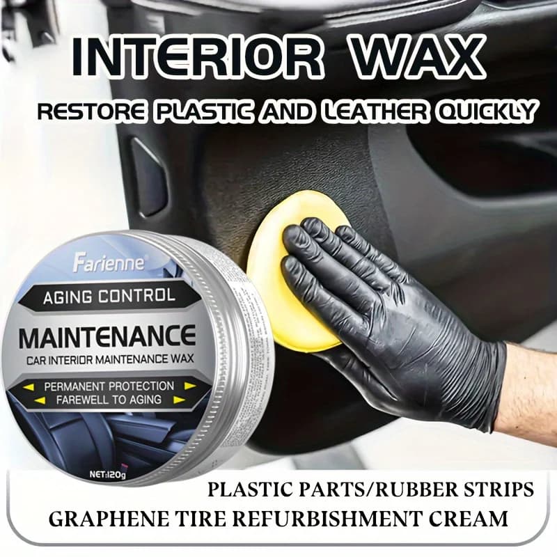 FARIENNE Kit Cera per Interni Auto – Crema Restauratore Universale per Ristrutturazione di Plastica e Pelle, Controllo dell'invecchiamento 200g