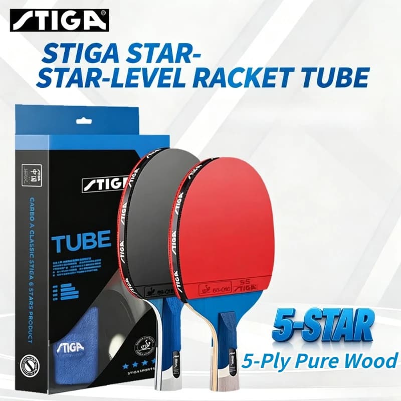 STIGA TURE 5-Star Table Tennis Racket Professional 5Ply Pure Wood Finished PingPong Paddle with High‑Elastic Inner‑Energy Rubber