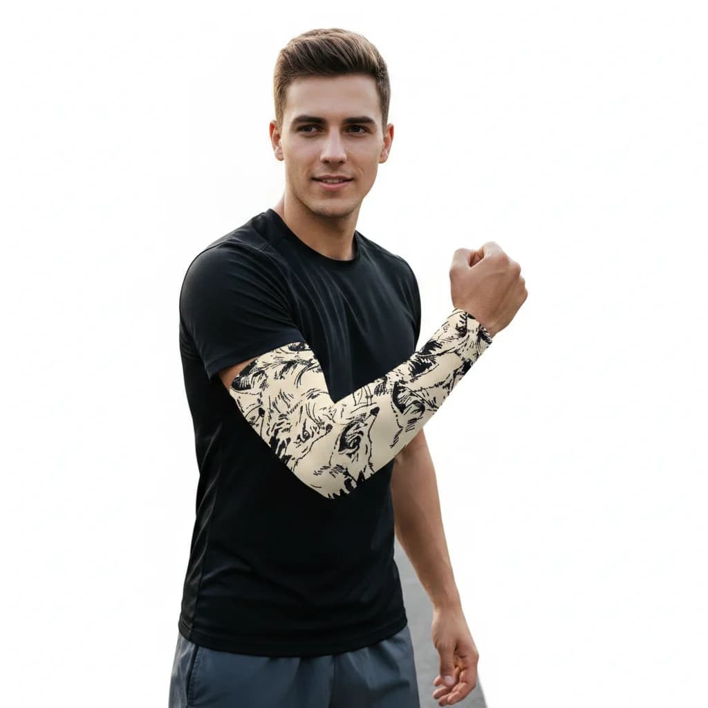Flower Arm Pattern Flower Arm Tattoo Sleeve Elastic Breathable Sun Protection Cover Thin Seamless Men Sunscreen Sleeve Sports