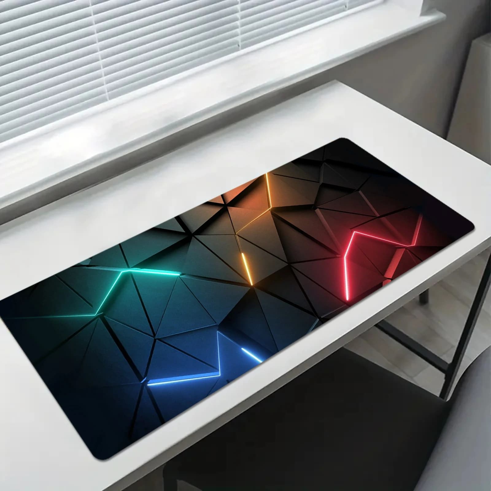 Tappetino per Mouse in Stile Tecnologico Futuristico, Tappetino da Scrivania per Gaming con Linee al Neon, Tappetino per Tastiera e Scrivania da Gaming