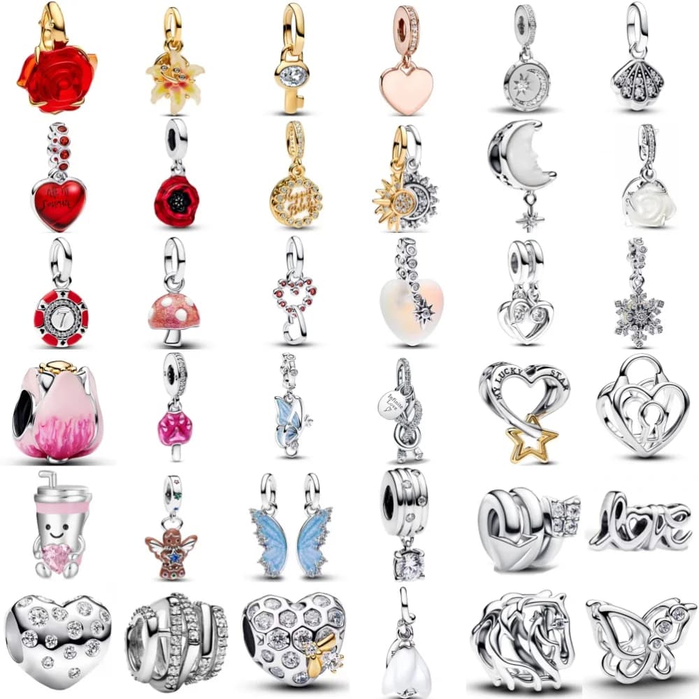 Nuovo Ciondolo 2026 in Argento 925, Fiore, Tazza, Luna, Farfalla, Adatto per Braccialetti Originali, Accessori Fai-da-Te, Gioielli Raffinati