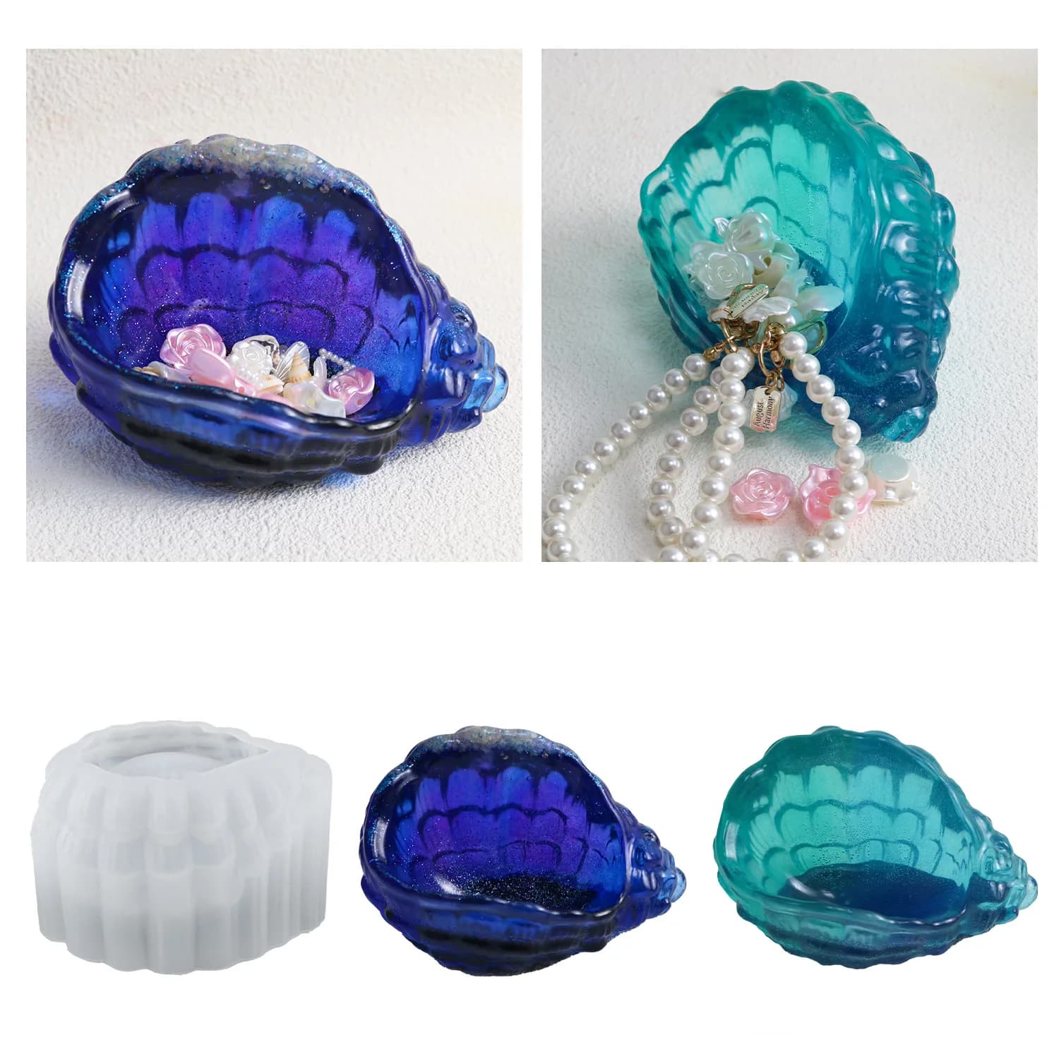 DIY Epoxy Silicone Mold Creative Shell Conch Storage Box Gypsum Candle Storage Jar Dish Jewelry Silicone Mould For Resin Making