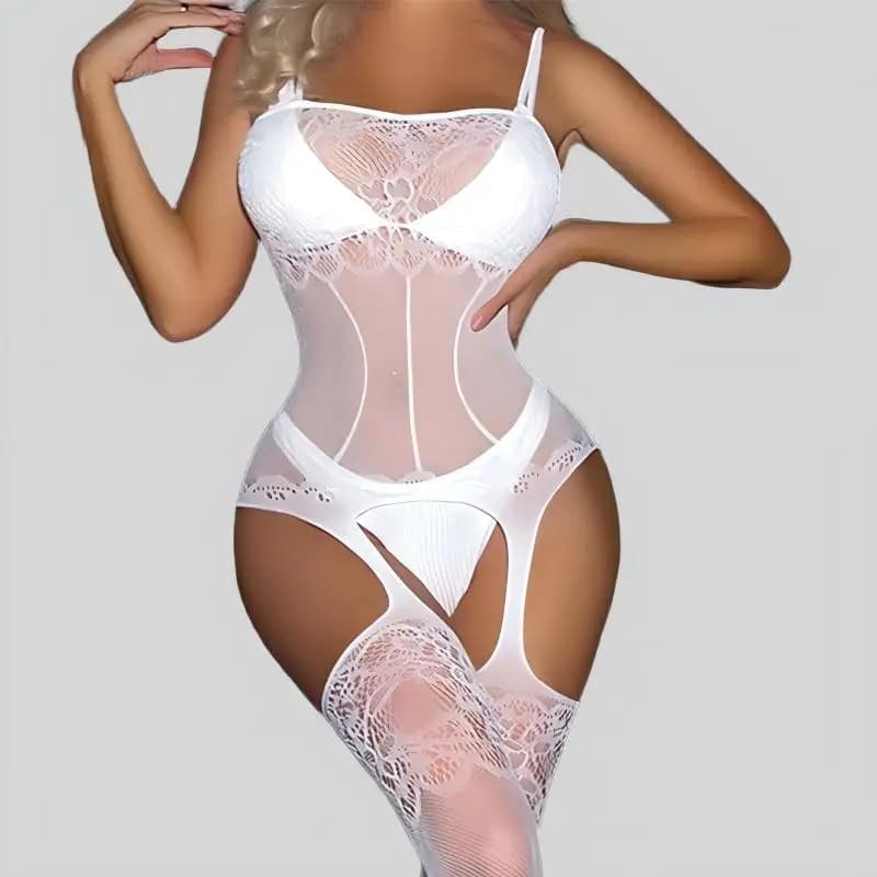 Sexy Lingerie Women Plus Size Deep V Backless Lace Teddy Bodysuit One Piece Underwear Sleepwear Nightwear Intimate Home Clothes