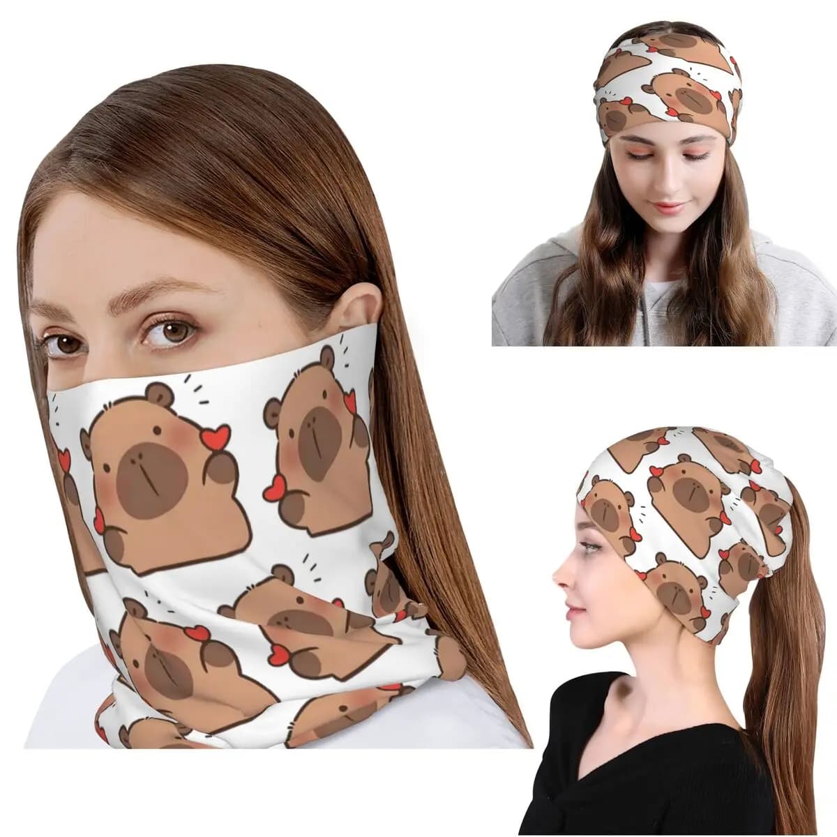 Cute Capybara Be Cappy Bandana Neck Cover Wrap Mask Scarf Warm Balaclava Beanies Hat for Men Women Adult Breathable