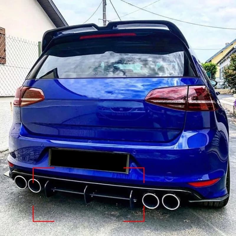 Matte Black Rear Diffuser Wind Knife Splitter For VW Golf 7R Mk7 Rear Bumper Lip Spoiler Car Mod Accessory Exterior Accessories