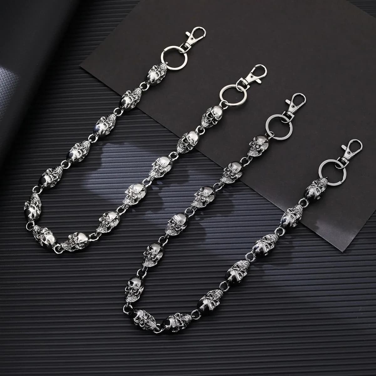 Skull Keychain Wallet Chain, Punk Gothic Metal Jean Key Ring for Men Women, Hip Hop Biker Pants Keychain Accessory