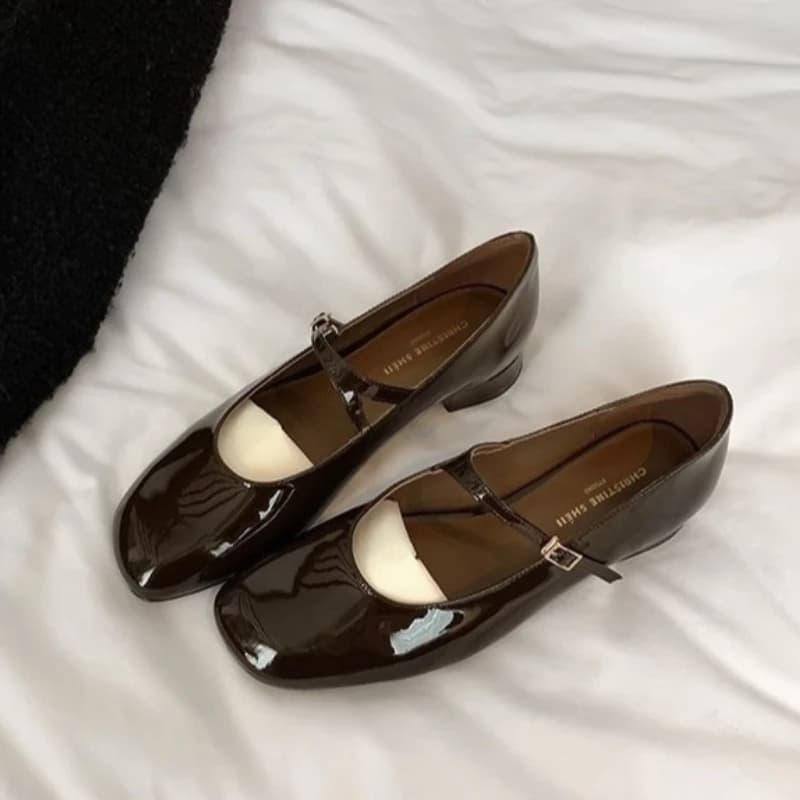 Scarpe da Donna in Pelle Verniciata, Nuova Moda Estiva, Punta Quadrata, Comode Scarpe Basse a Punta, Casual