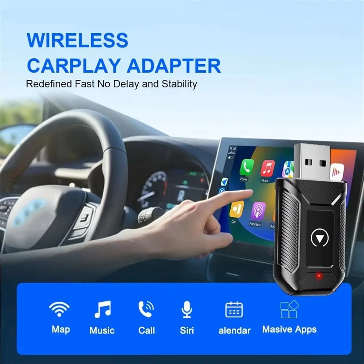 T667C Tools-Wired to Wireless CarPlay Android Auto Adapter with USB Dongle Smart Mini Box Plug and Play for Stereo