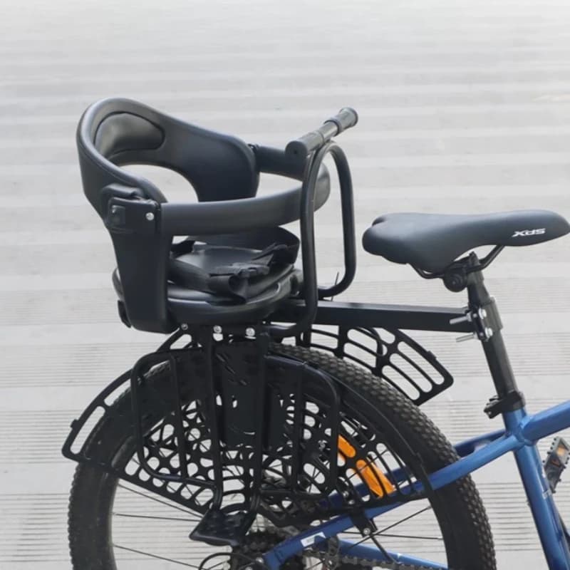 Seggiolino Posteriore per Bambini da Bicicletta, Sella per Bambini con Barra di Supporto in Alluminio e Protezione di Sicurezza