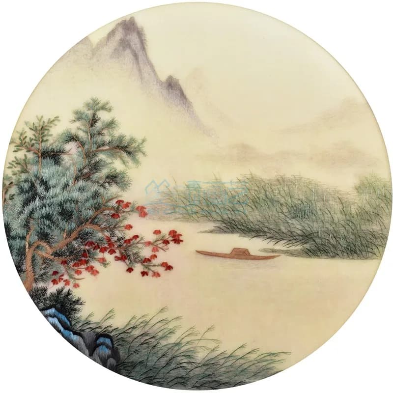Silk Embroidery Kit Landscape Design, Pre-Printed Fabric DIY Handicraft Set, Beginner Friendly Sewing Craft