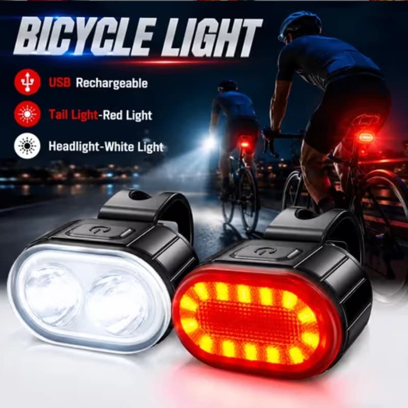 Luci anteriori posteriori per bici Torcia USB ricaricabile per bicicletta per illuminazione bicicletta Accessori per lanterne per bici anteriori/posteriori/set
