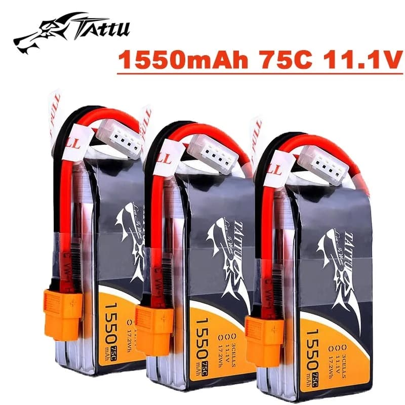 Batteria LiPo TATTU 1550mAh 75C 11.1V per elicottero RC Quadcopter FPV Racing Drone parti batteria ricaricabile 11.1V