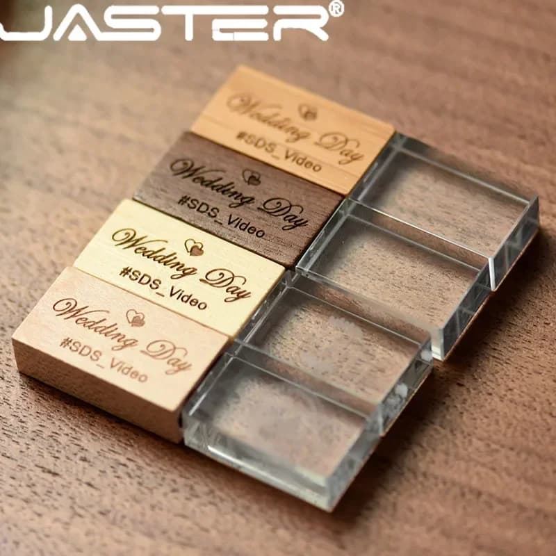 Chiavetta USB in cristallo di legno JASTER Regali creativi Pen Drive Logo personalizzato gratuito Memory Stick Regalo di nozze Pendrive 32 GB 64 GB 16 GB