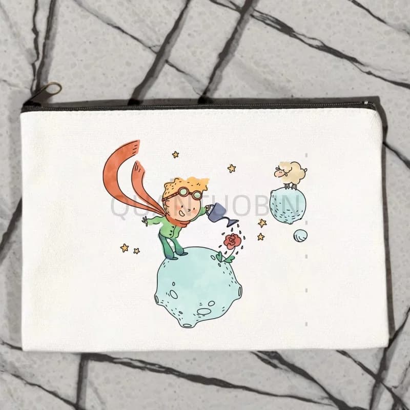 Borsa per cosmetici in tela Little Prince, organizer da viaggio, custodia per articoli vari, astuccio per matite da ufficio, portafoglio con cerniera, regalo