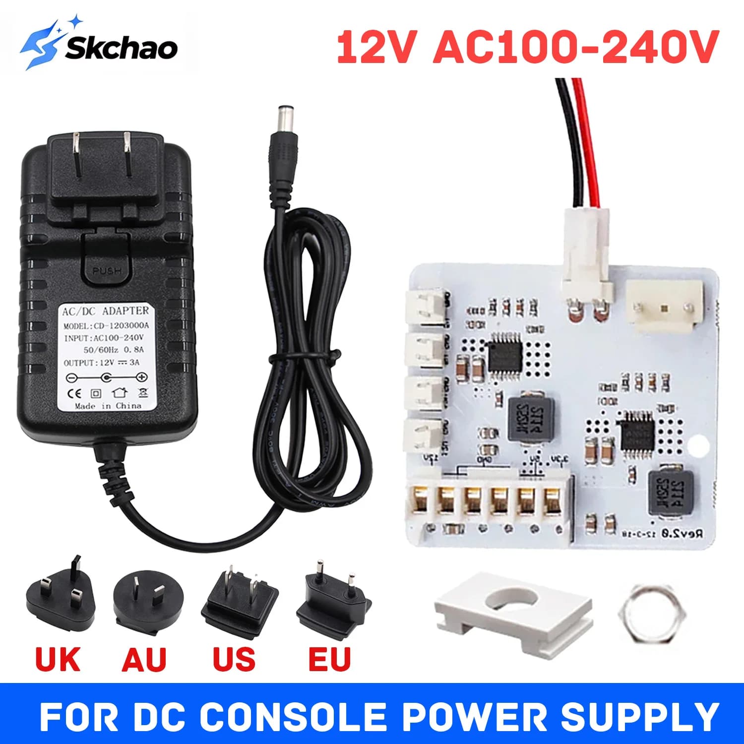 Scheda di Alimentazione Sostitutiva DreamPSU Rev2.0 12V AC 100-240V + Adattatore AC con Spina US UK EU AU per Console SEGA Dreamcast