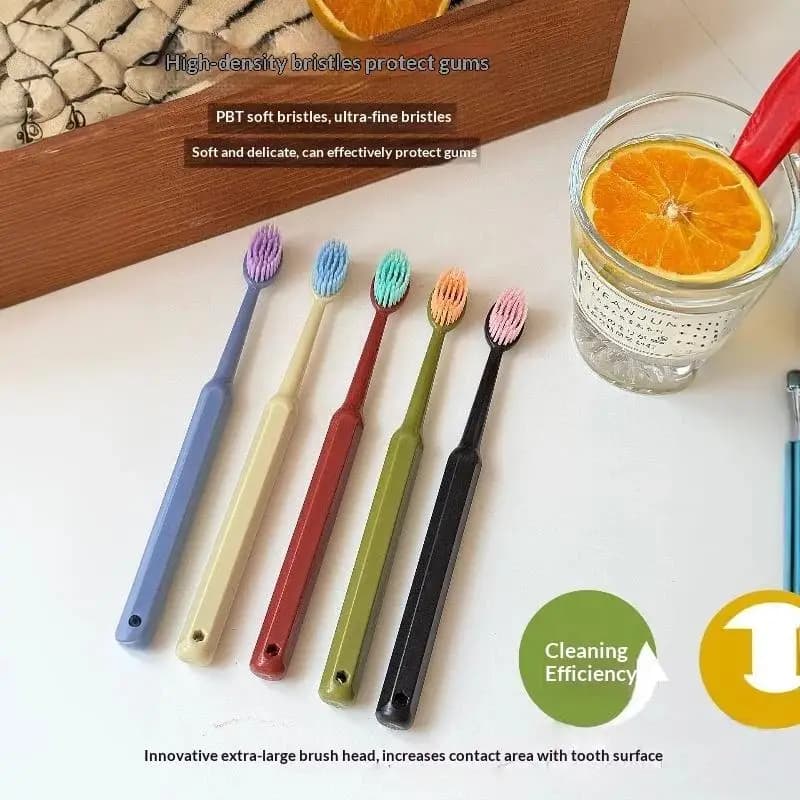 5Pcs Wide Head Soft Bristle Toothbrush Fine Gentle Bristles Oral Cleaning Tooth Brush For Family Travel Daily Teeth Care Use