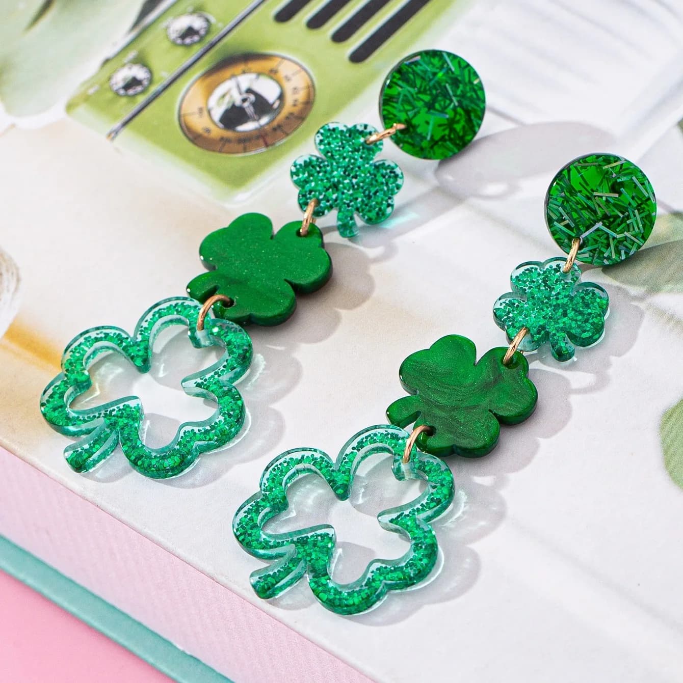 Acrylic Christmas Dangle Earrings for Women Christmas Tree House Cat Snowman Gingerbread Winter Earrings Christmas Jewelry