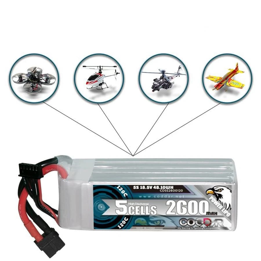 Lipo RC 5S 18.5V 2600mAh 120C CD5S2600120 for Aeromodels, drones and car models
