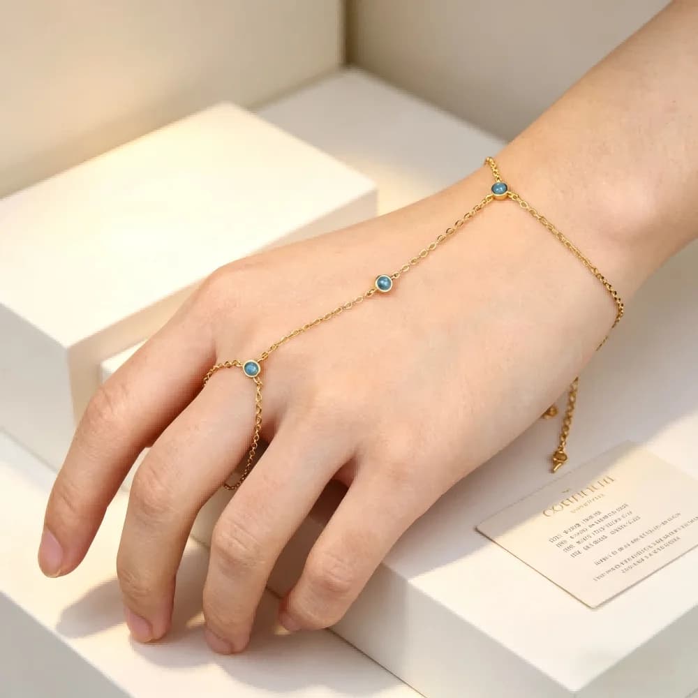 Nuovi Arrivi: Bracciali a Catena con Incastonatura a Castone e Delicate Pietre Turchesi per Donne, Placcati in Oro 18K per Feste