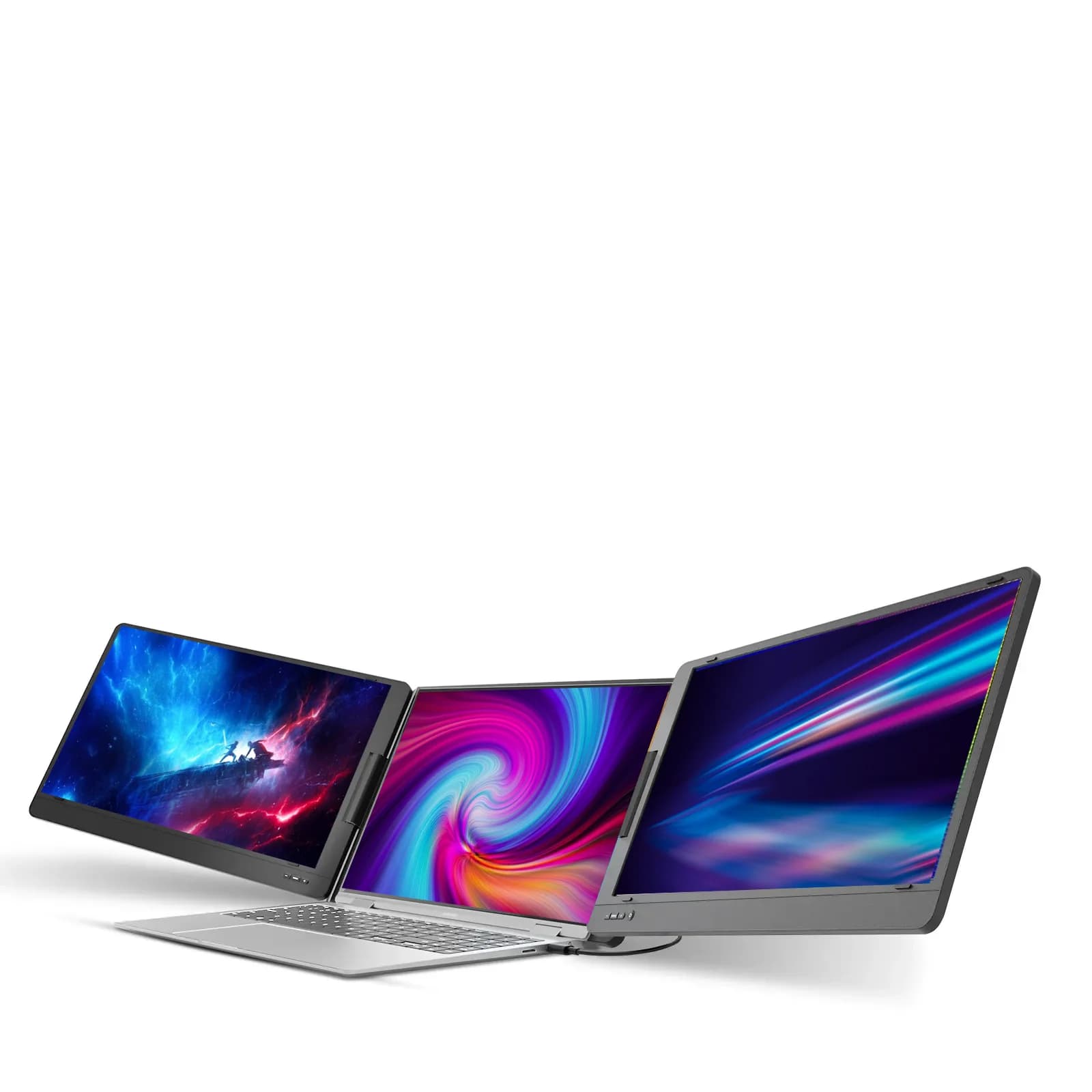 Monitor portatile triplo professionale per laptop - Schermo FHD da 14" con supporto, Tpye- C per laptop mac Dex PS5 Xbox Series