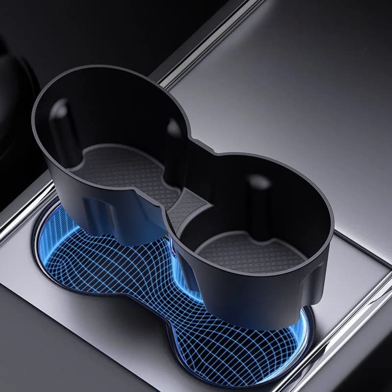 Divisore per inserto portabicchieri per auto per Tesla Model 3/Y 2025 Limitatore per tazza in silicone antiscivolo Organizzatore di archiviazione per console centrale