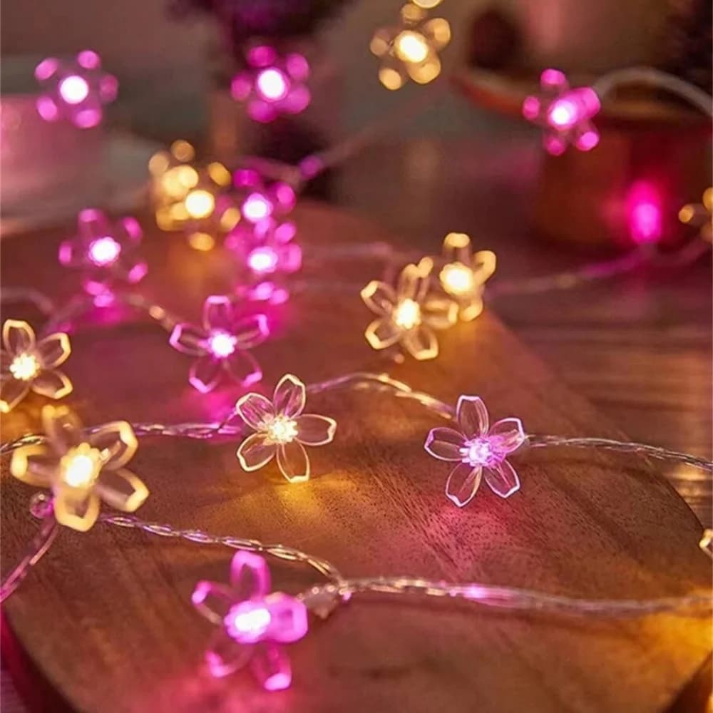 1PC 1.5M/3M/4.5M LED Cherry Flower Light String, alimentato da batterie AA (escl), utilizzato per camera da letto, soggiorno e decorazioni per feste
