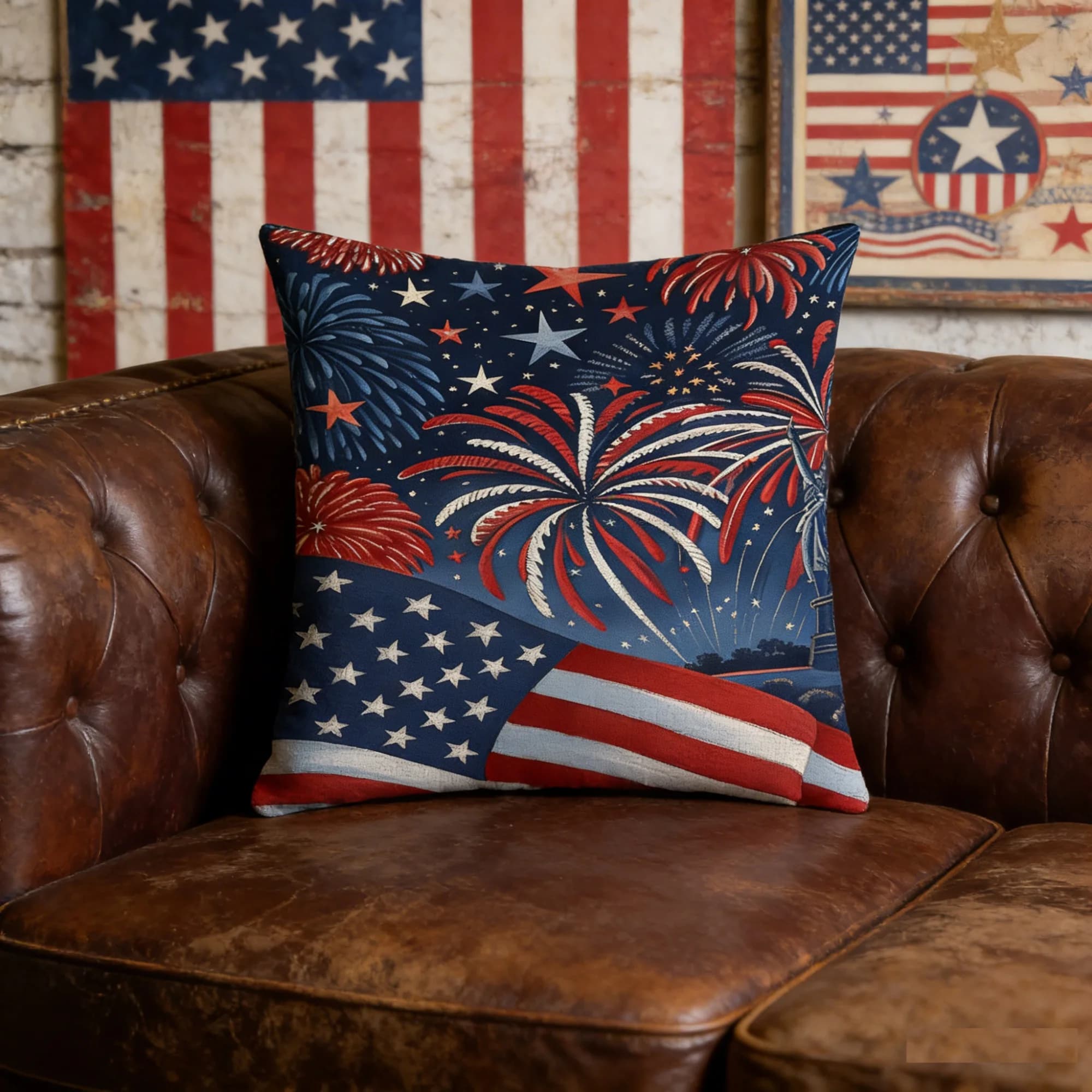 Independence Day Pillow Covers American Flag Decorative Cushion Cases Patriotic Home Decor for Fourth of July Celebration