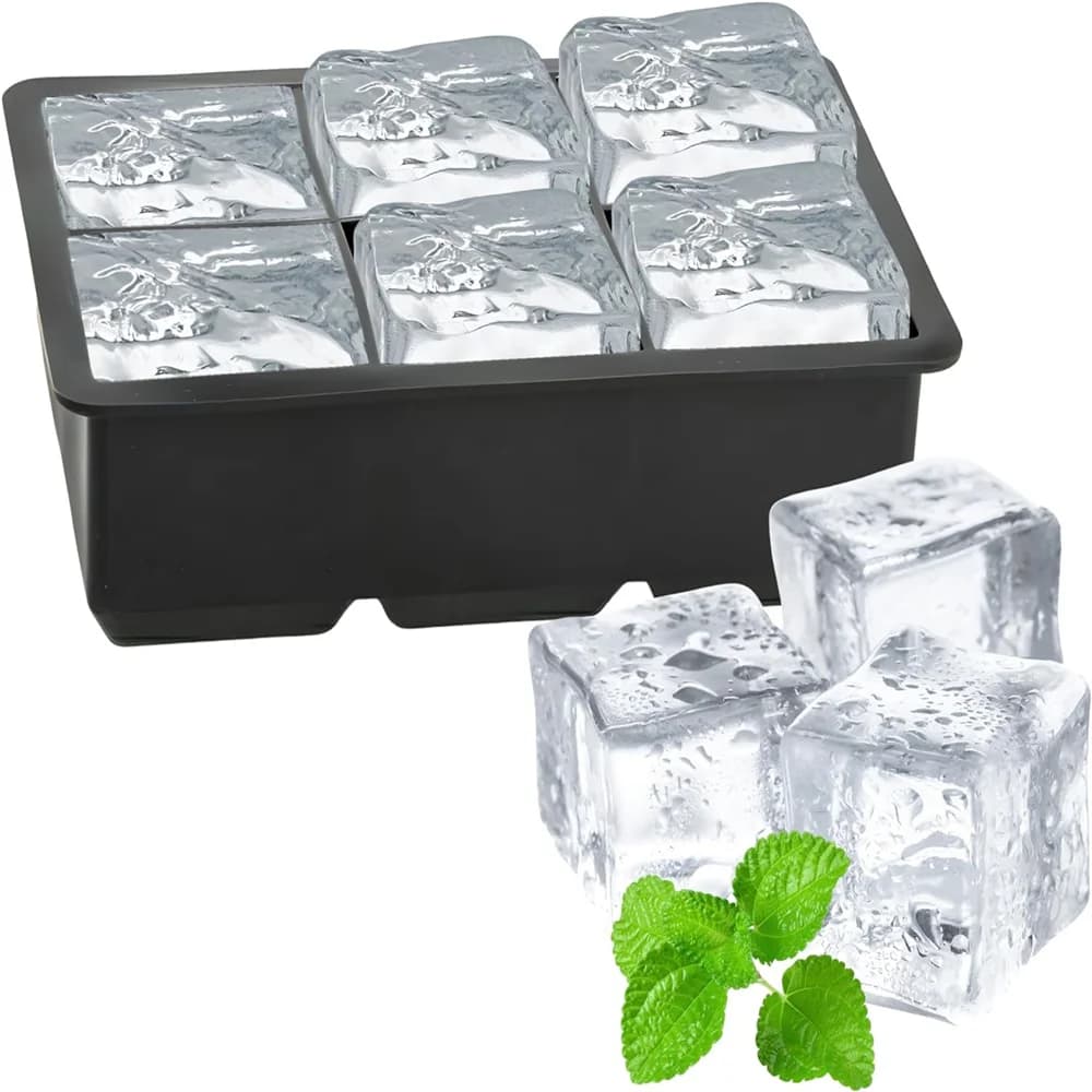 6 griglia grande commestibile Silicone cubo di ghiaccio vassoio quadrato stampo fai da te Bar Pub vino blocchi di ghiaccio Maker modello durevole Bar scatola di stampi per vino