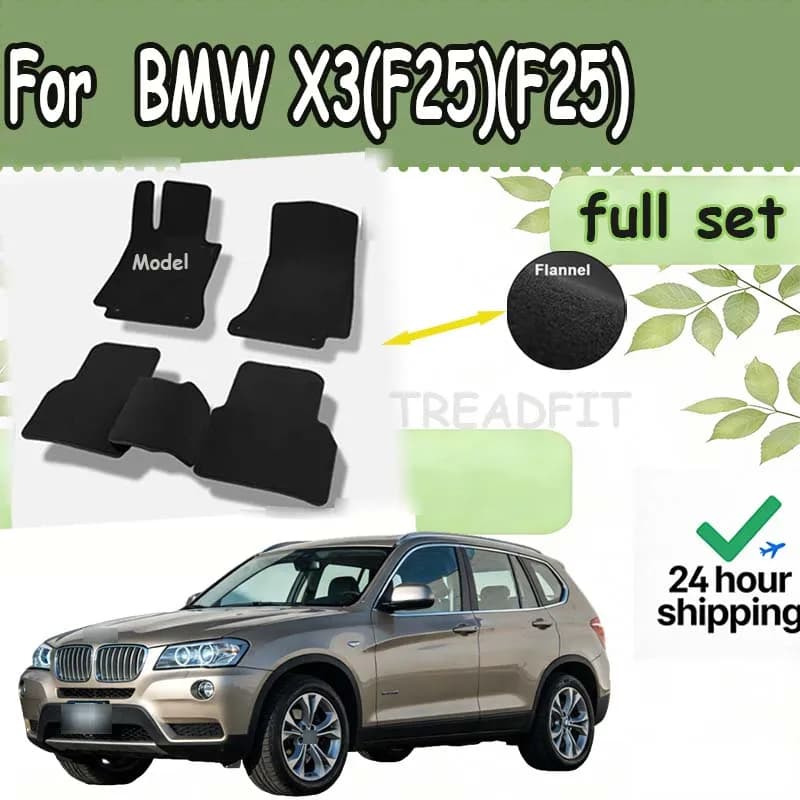 Tappetini in velluto Tappetini per auto Tappeti compatibili con BMW X3(F25)(F25)2012-2017 Antiscivolo