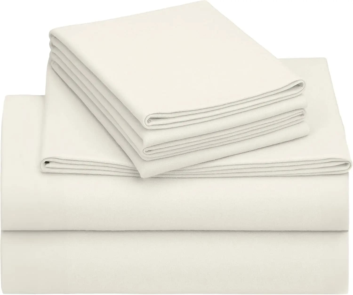 Set di lenzuola in flanella - Prodotto in Portogallo, 4 pezzi 100% cotone per letto matrimoniale, spesso, morbido come il velluto con tasche extra profonde