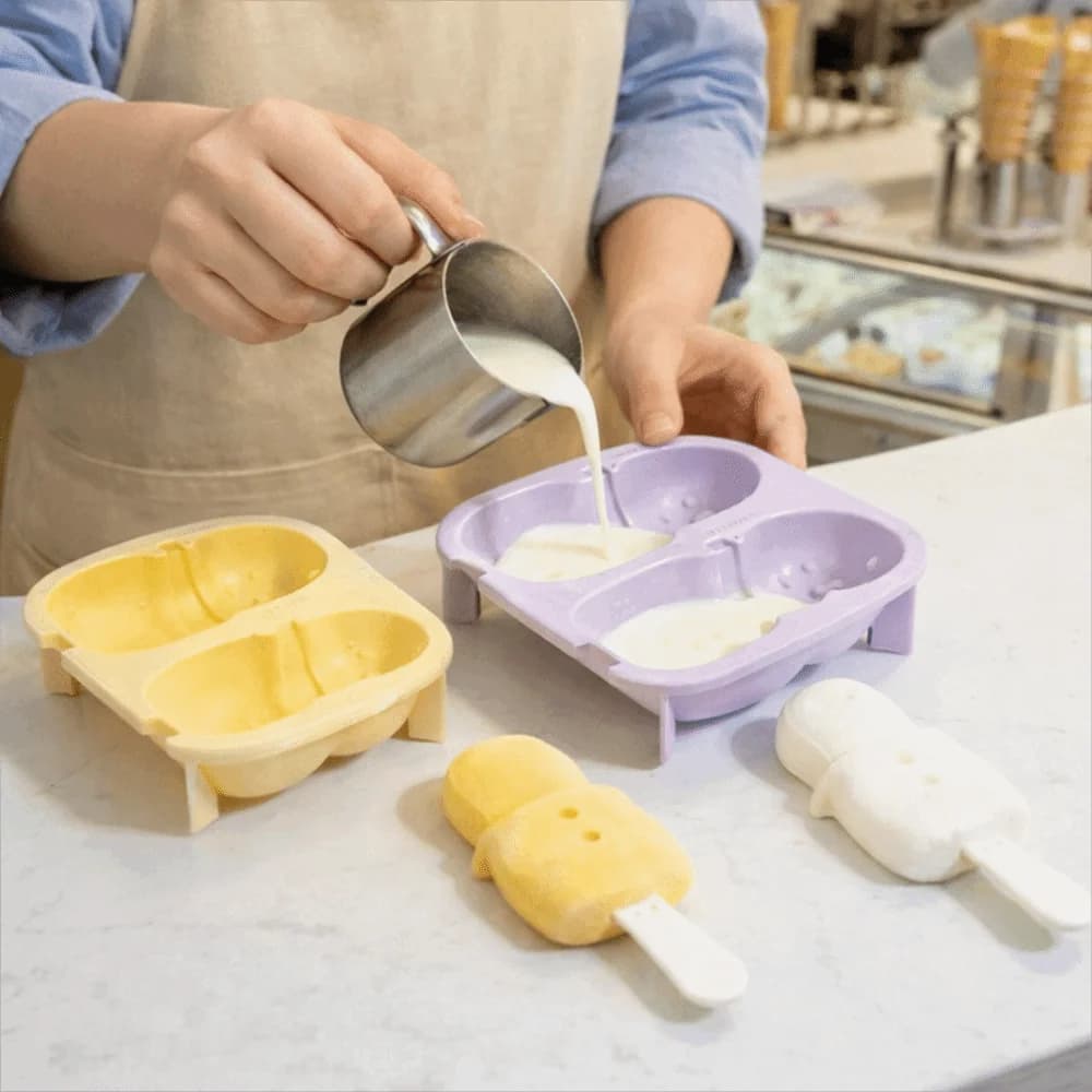 Stampo per gelato a forma di pupazzo di neve con bastoncini, antiaderente, facile da sformare, con coperchi, vassoio per cubetti di ghiaccio fatto a mano