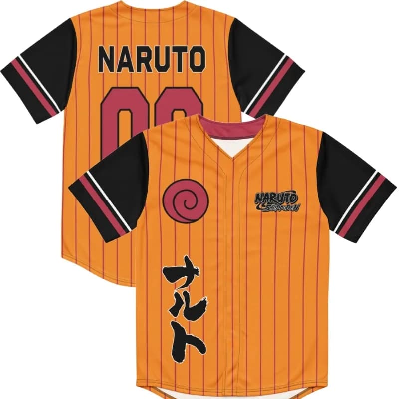 2026 New Japanese Anime Naruto Uzumaki Clan Theme Y2K Baseball Shirt, Quick-Drying and Breathable, Unisex Casual Sports T-Shirt