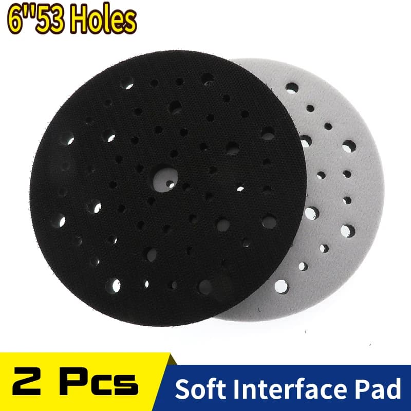 2PCS 6 pollici 150mm 53 fori interfaccia morbida pad gancio e anello disco abrasivo buffer spugna interfaccia cuscino per supporto pad