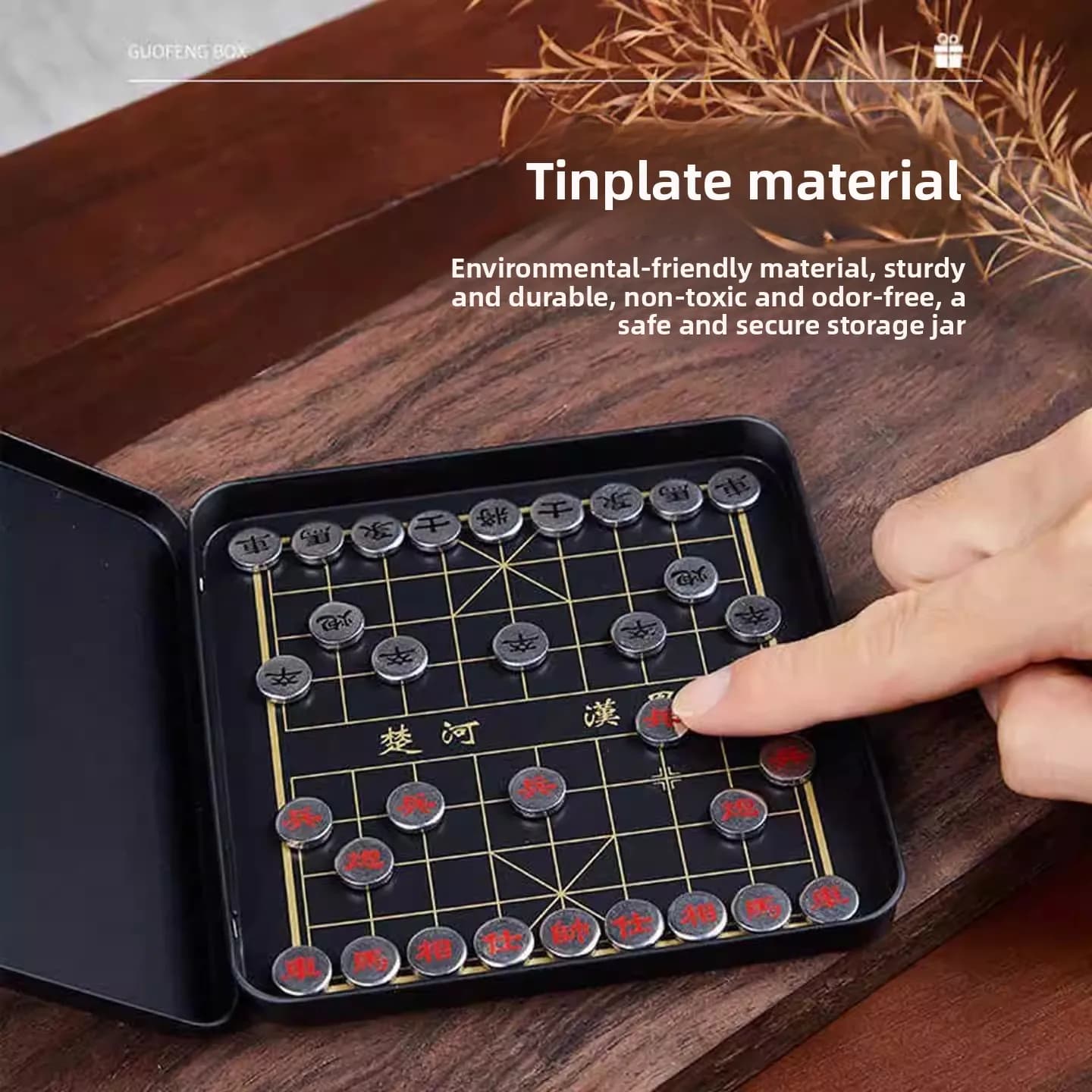 Mini Magnetic Chess Xiangqi Set Portable Metal Travel Board Game Brain Teaser Puzzle for Kids Adults Desktop Family Party Gift