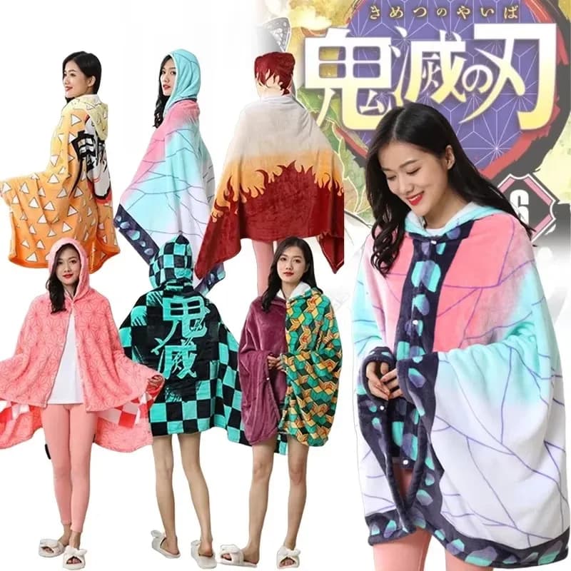 Demon Slayer cover in Quadri, Anime Kimetsu No Yaiba, Cosplay accessory, Tanjirou personalised pyjamas, Adult Shinobu bathrobe, Scarf Showcase