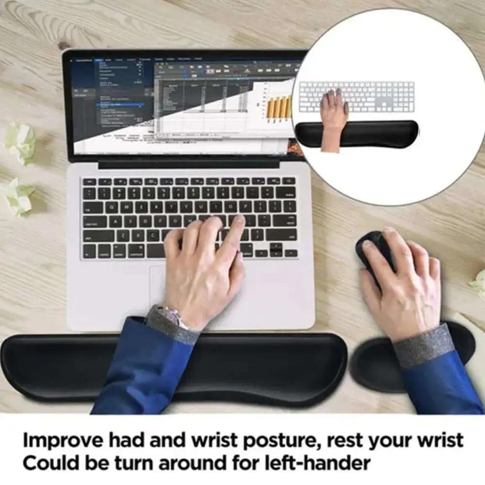 Poggiapolsi Ergonomico per Tastiera, Protezione e Relax per Polso, Tappetino per Mouse con Piattaforma Rialzata per Computer e Notebook