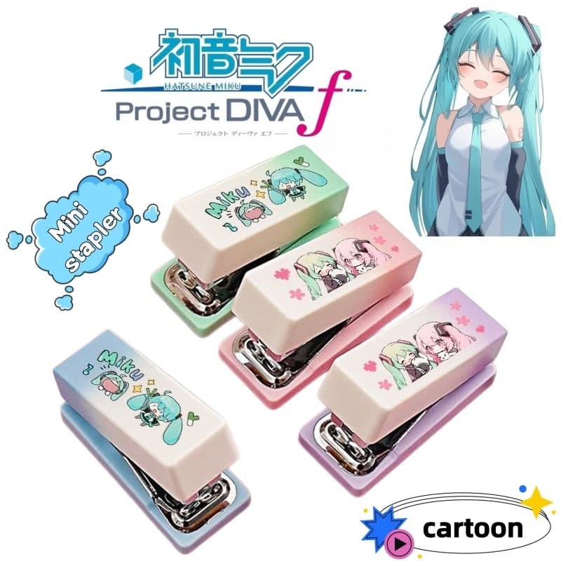 Hatsune Miku cartoon anime merchandise Miku stapler cute mini compact for home and office use, student portable and durable