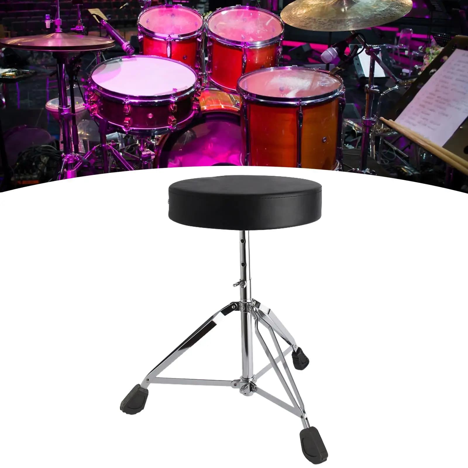 Trono del tamburo Sedia per batteria Sedile imbottito pieghevole, Sgabello per batteria per musicista di esercizio