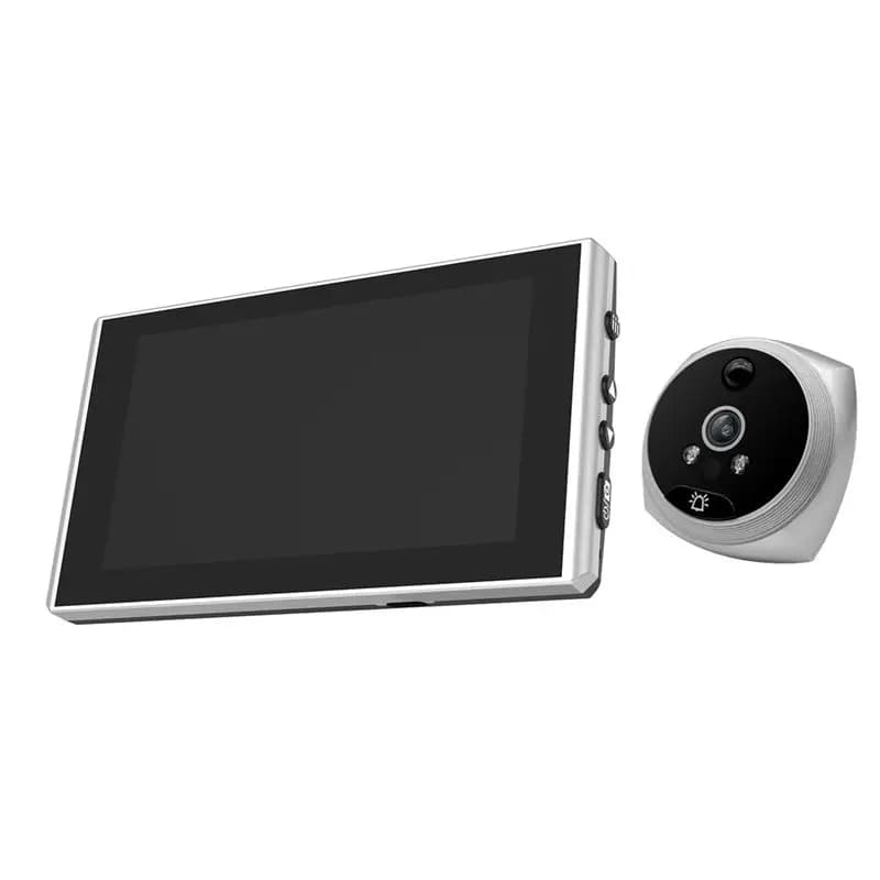 1Set PIR Door Eye Spioncino elettronico per porta Telecamera per porta 2MP 145 ° Campanello digitale per visione notturna Argento-BAAX