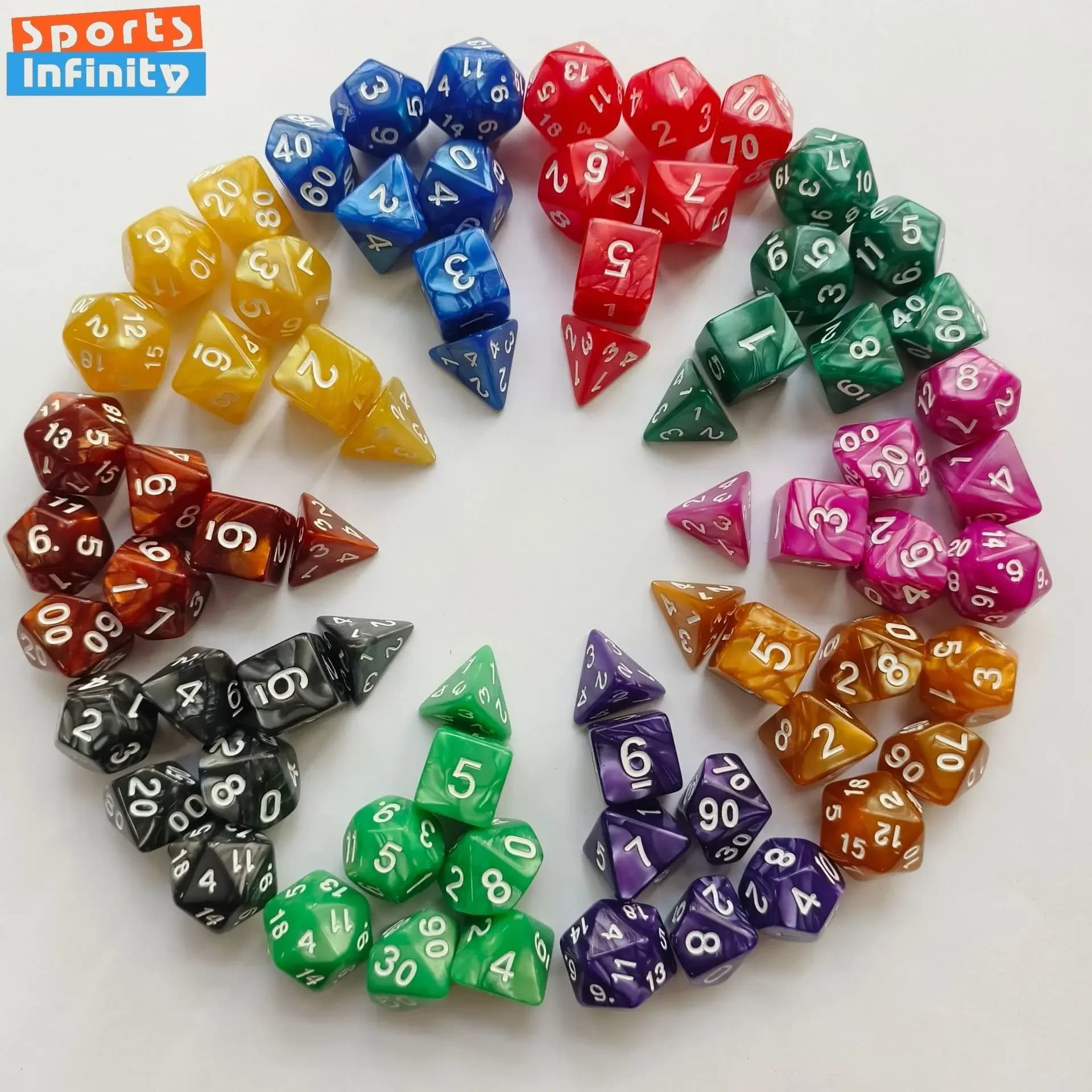 7 pz/set Colorato Modello di Perla Dadi Poliedrici Numero di Dadi Kit per DND PRTG RPG Running Team Tavolo Gioco Da Tavolo Dnd Dice Set