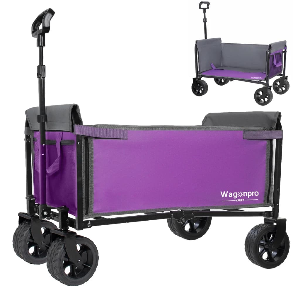 Ruote Larghe 5*2 Pollici Migliorate, Carrello Pieghevole Convertibile Tutto-in-Uno con Apertura Laterale Completa e Guinzaglio per Cani, Viola