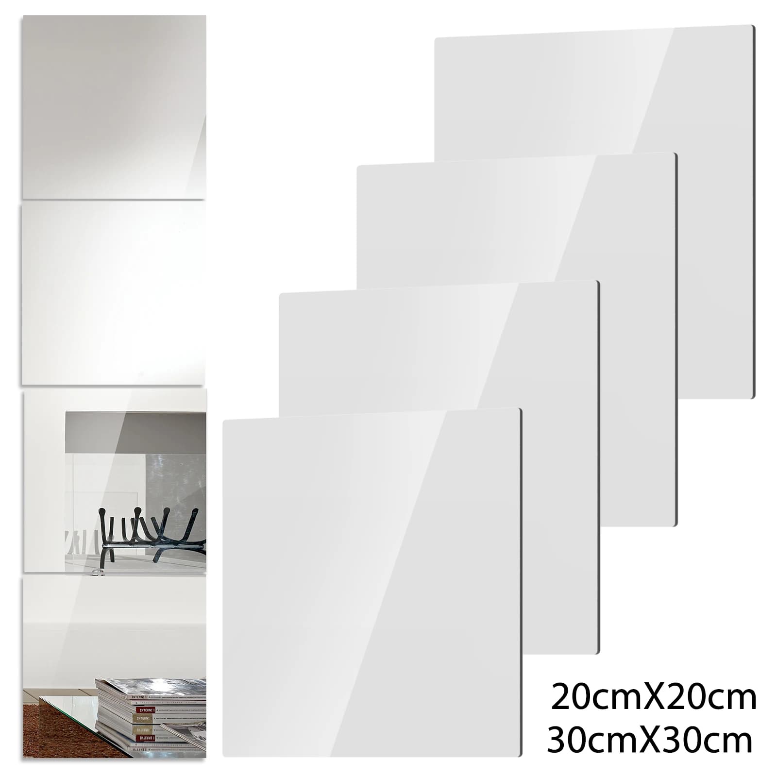 4 pezzi specchio autoadesivo adesivo da parete specchi acrilici set materiale acrilico morbido bagno decorazione della stanza di casa specchio per tutto il corpo