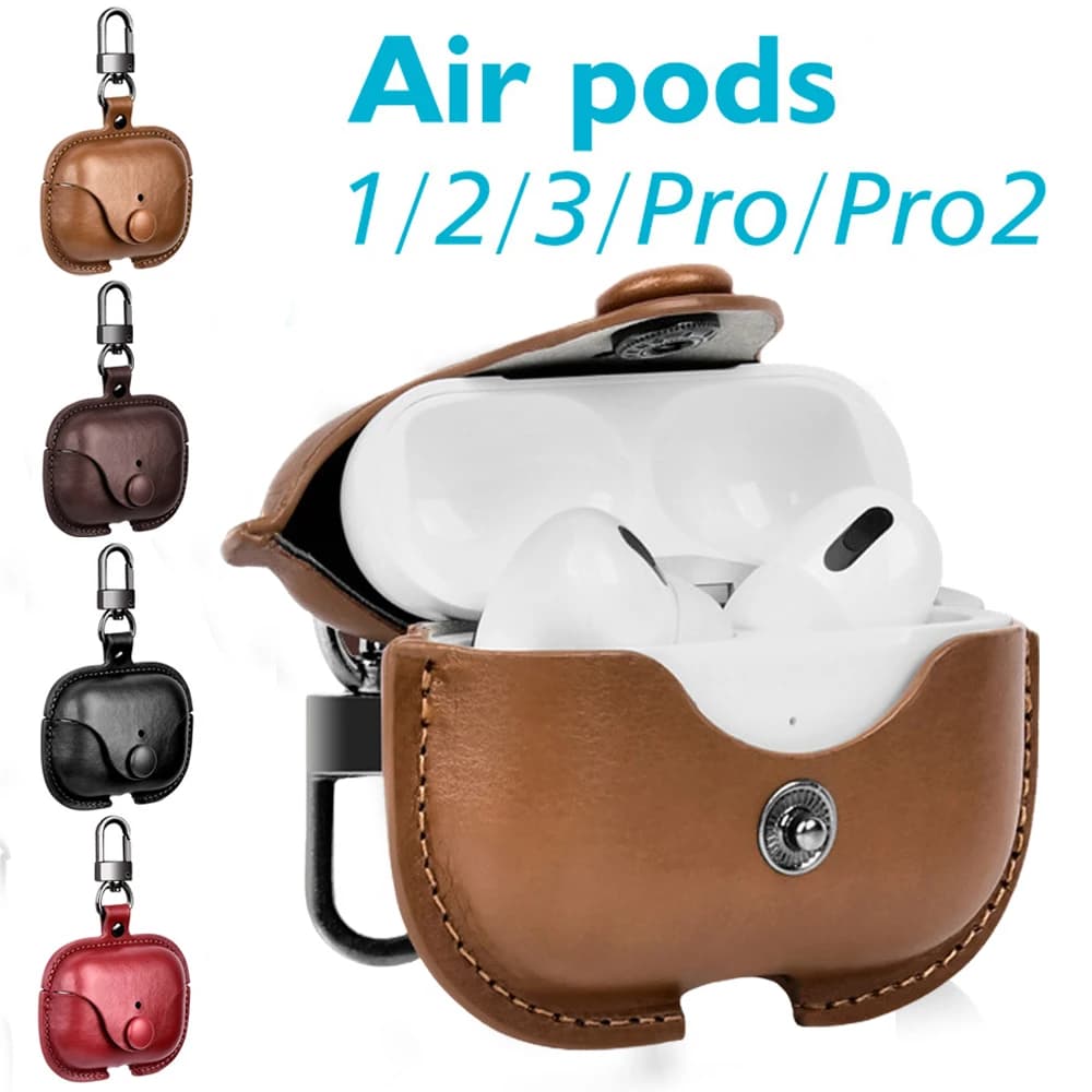 Per Airpods 4 Custodia in pelle Custodia per auricolari da lavoro Custodia per cuffie Custodia per cuffie Custodia in pelle PU di lusso per airpods4 con gancio
