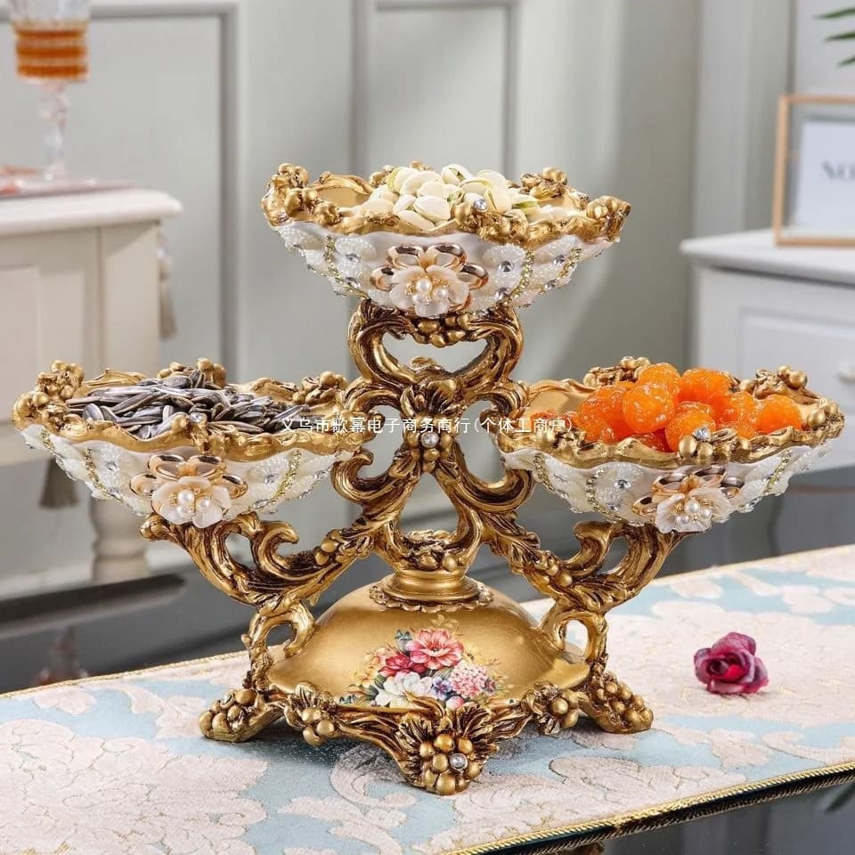 Multi-layer household dried fruit plate, living room coffee table ornament, European fruit fruit plate set, creative home decora