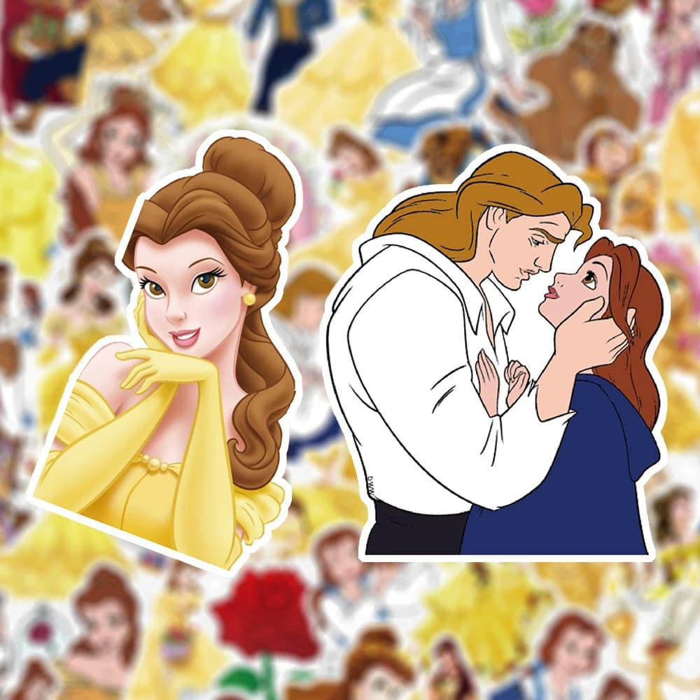 10/30/50 pezzi Adesivi Disney La Bella e la Bestia, Adesivi Principessa Belle, Decorazioni Fai-da-Te per Valigie, Laptop, Chitarre, Telefoni, Regalo Giocattolo