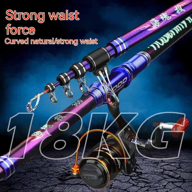 Canne da pesca Ultra dure 2.1-4.5m canne da lancio e mulinello canna da mare in carbonio canne da pesca telescopiche da Spinning argento a lungo raggio
