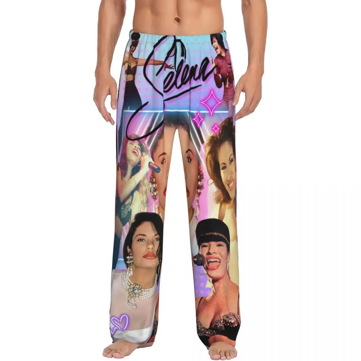 Custom Selena Quintanilla Vintage Pajama Pants Men Sleepwear Sleep Lounge Bottoms with Pockets