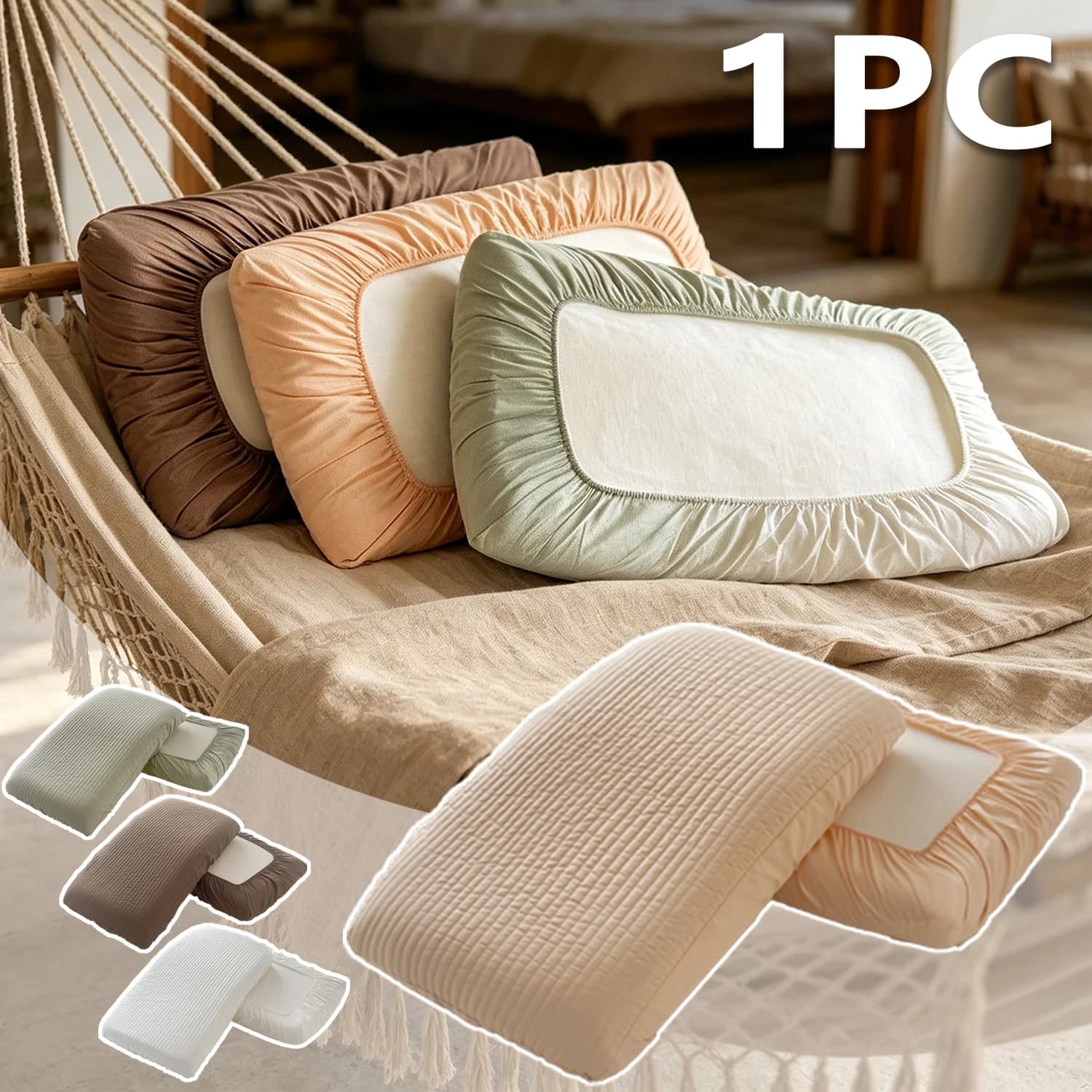 360 ° Fodera per cuscino elastica con copertura completa, in cotone trapuntato, delicata sulla pelle, lavabile, protezione universale per cuscino da viaggio, 1 pezzo