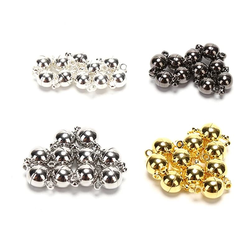 10 pz chiusure magnetiche 6mm/8mm fibbia gancio rotondo perline di cristallo discoteca chiusura a sfera per braccialetto gioielli fai da te che fanno risultati